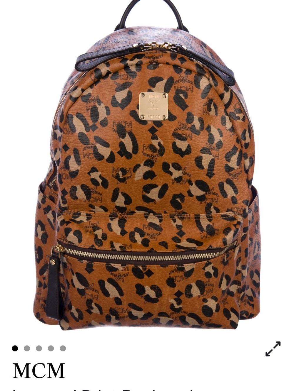 MCM Leopard Print Leather Backpack in Brown